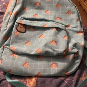 Pusheen Light Blue Pizza Print Backpack